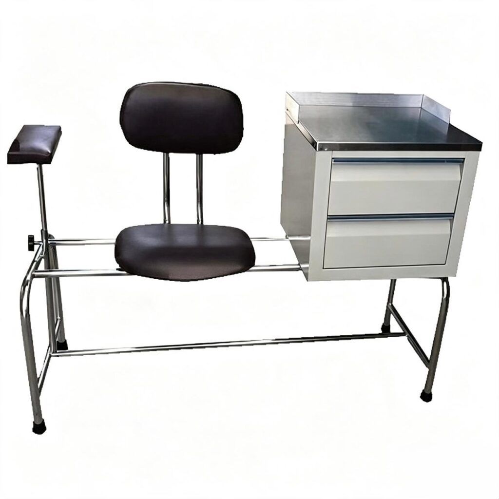 Silla toma de muestras con gabinete.