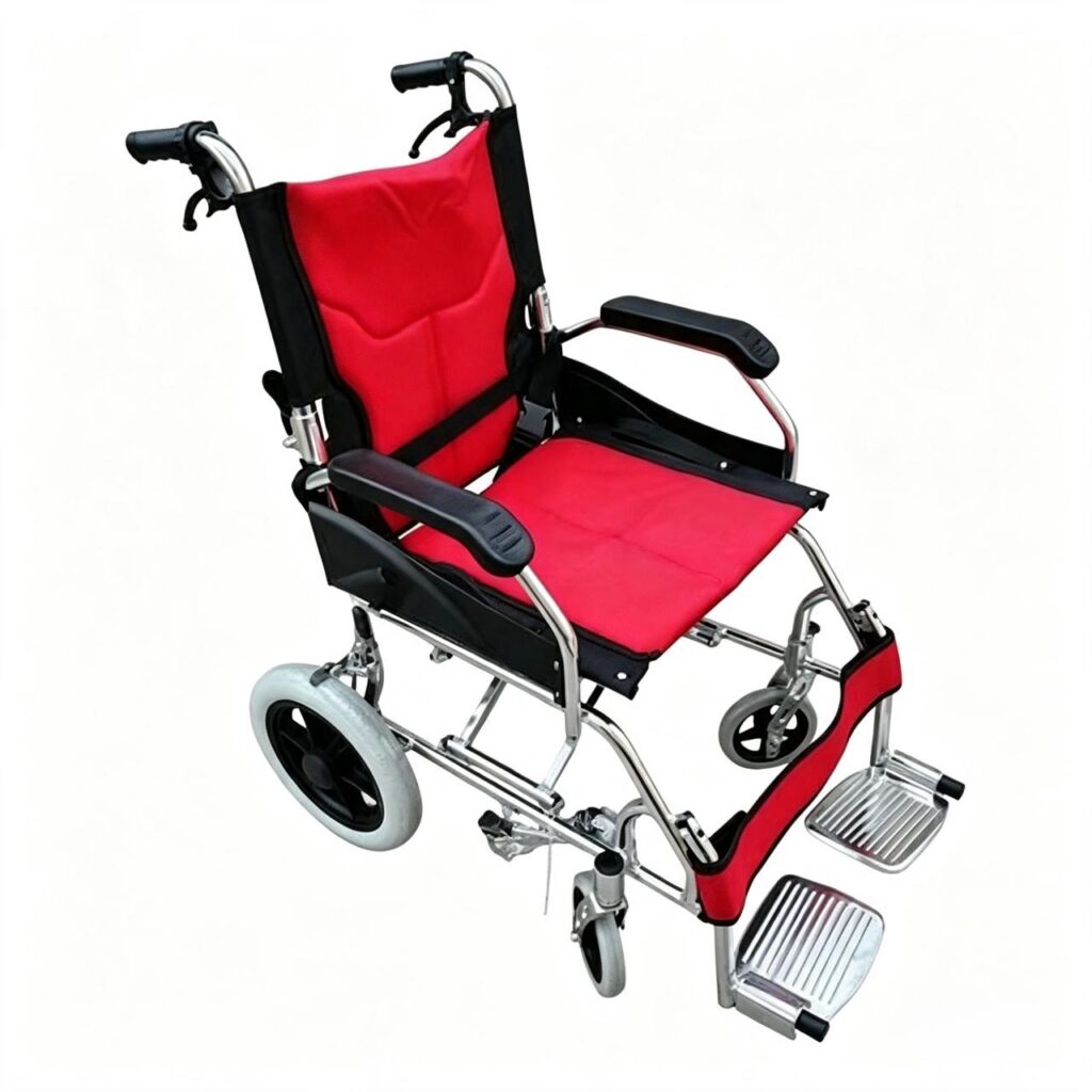 SILLA DE RUEDAS DE TRASLADO ROJA